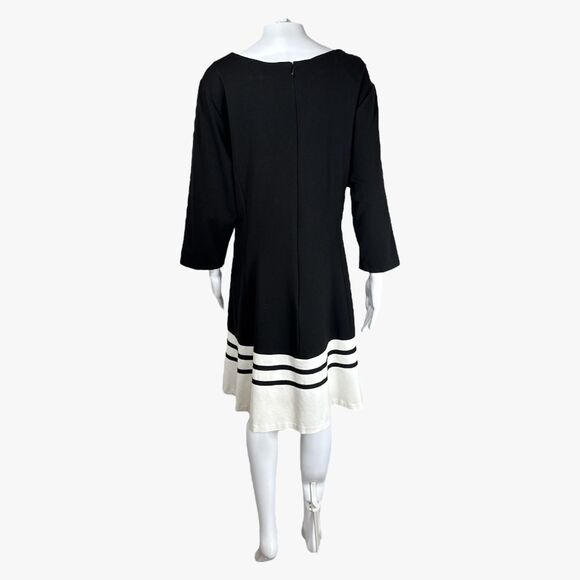 Eliza J Women's Fit & Flare Striped Dress in Black Size 22W Retro Cocktail Chic - Picture 3 of 6